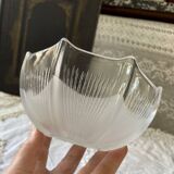 Thick transparent and opalescent glass cup