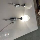 Chrome Satinated Glass Sconces Set of 2 1970’s
