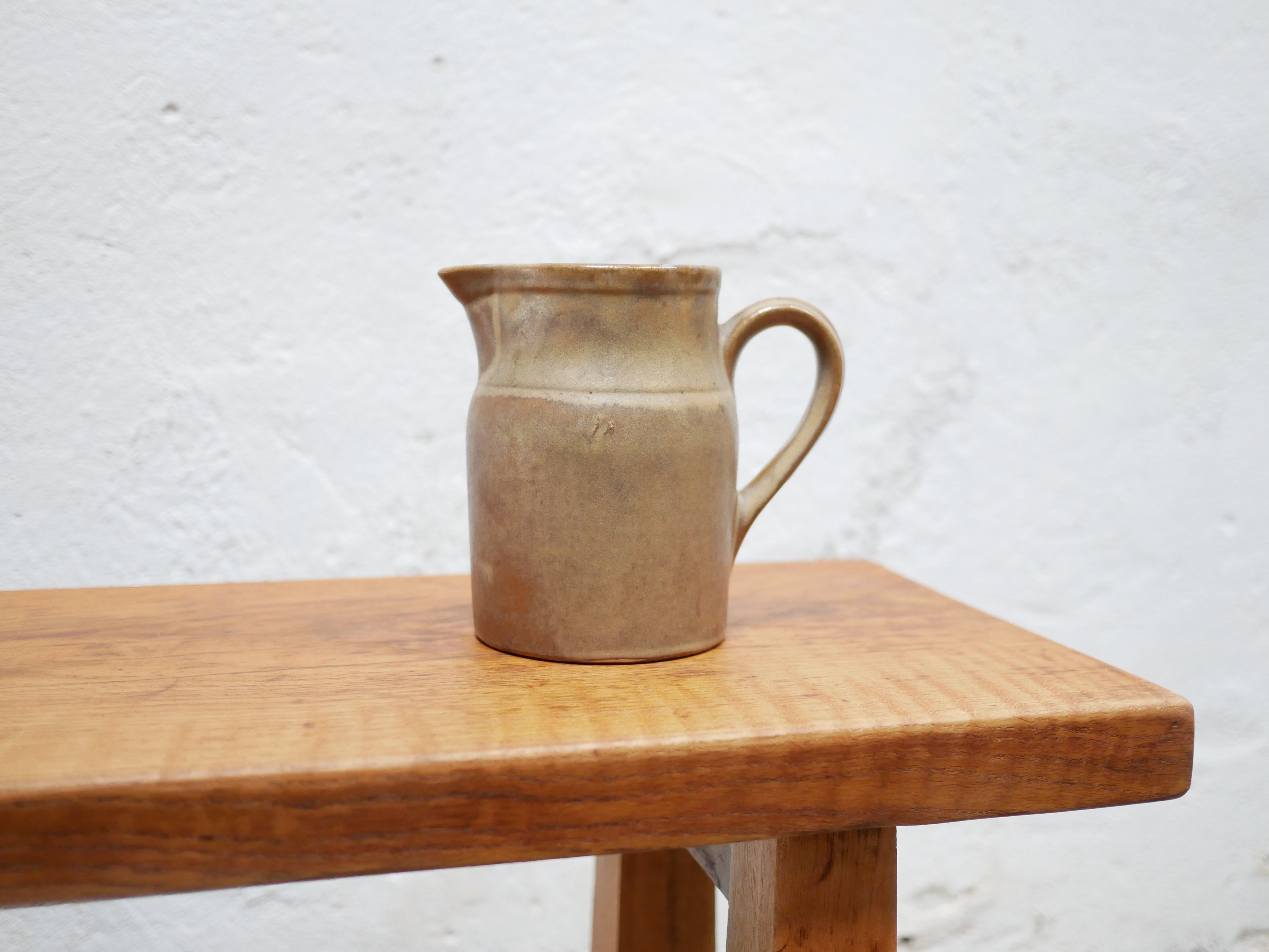 Vintage stoneware pitcher by the Digoin factory, France