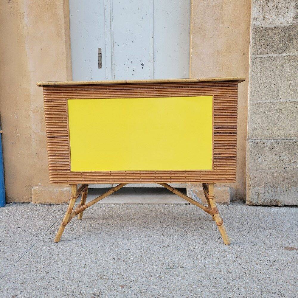 Comptoir de bar vintage en rotin