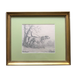 Portrait de deux chiens, tableau, dessin