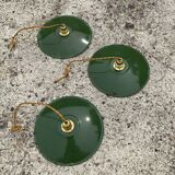 Trio suspension sheet enamelled vintage green and white gold threads brass socket