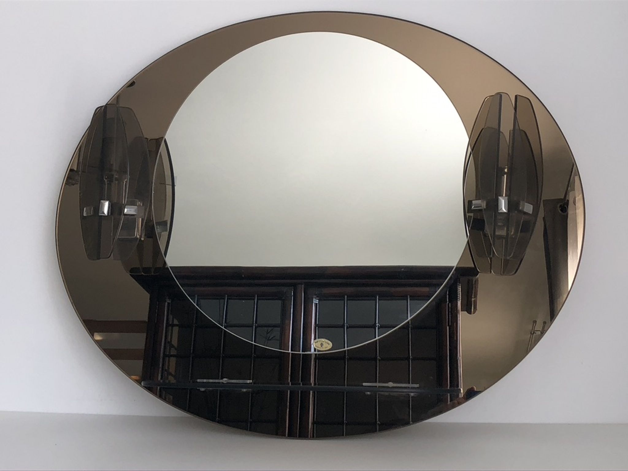 Lupi Crystal Luxor Mirror with 2 integrated wall lights and shelf