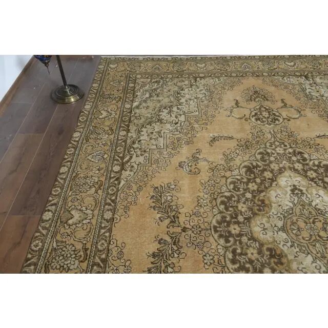 1970s Vintage Persian Handmade Wool Orange Area Rug 276x386