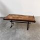 Vintage French Coffee Table in Terracotta with Oak and Iron Legs, Mid-20th Century