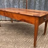 Antique cherry farmhouse table with 2 drawers and 1 pull-out