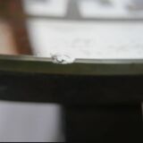 Round table from the 40s, wrought iron and églomisé glass