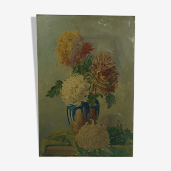 Bouquet of flowers, oil on canvas signed