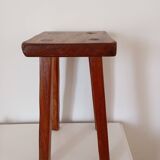 Brutalist style wooden stool