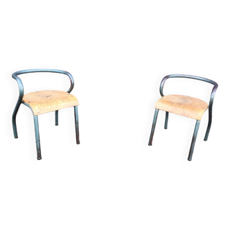 Pair of antique office children's chairs