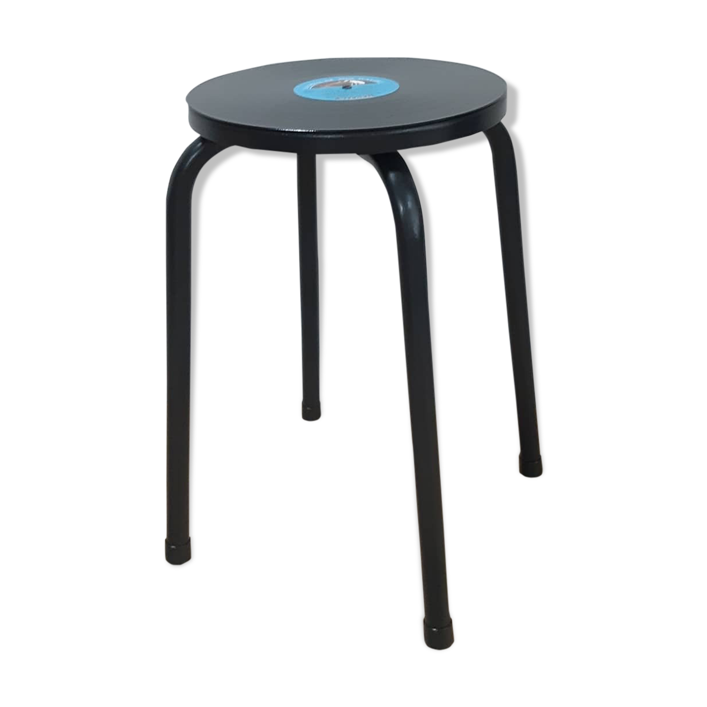 Renovated school stool with vinyl