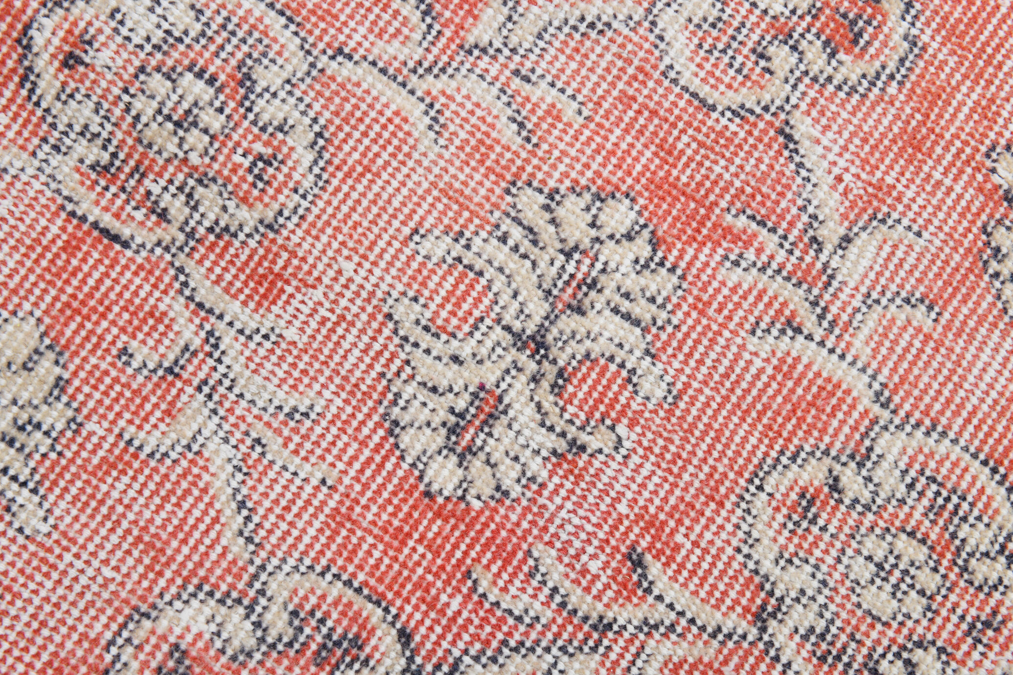 Floral red turkish runner rug, 324x90cm