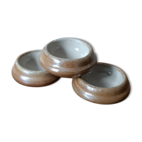 3 small individual butter dishes in stoneware, 1970