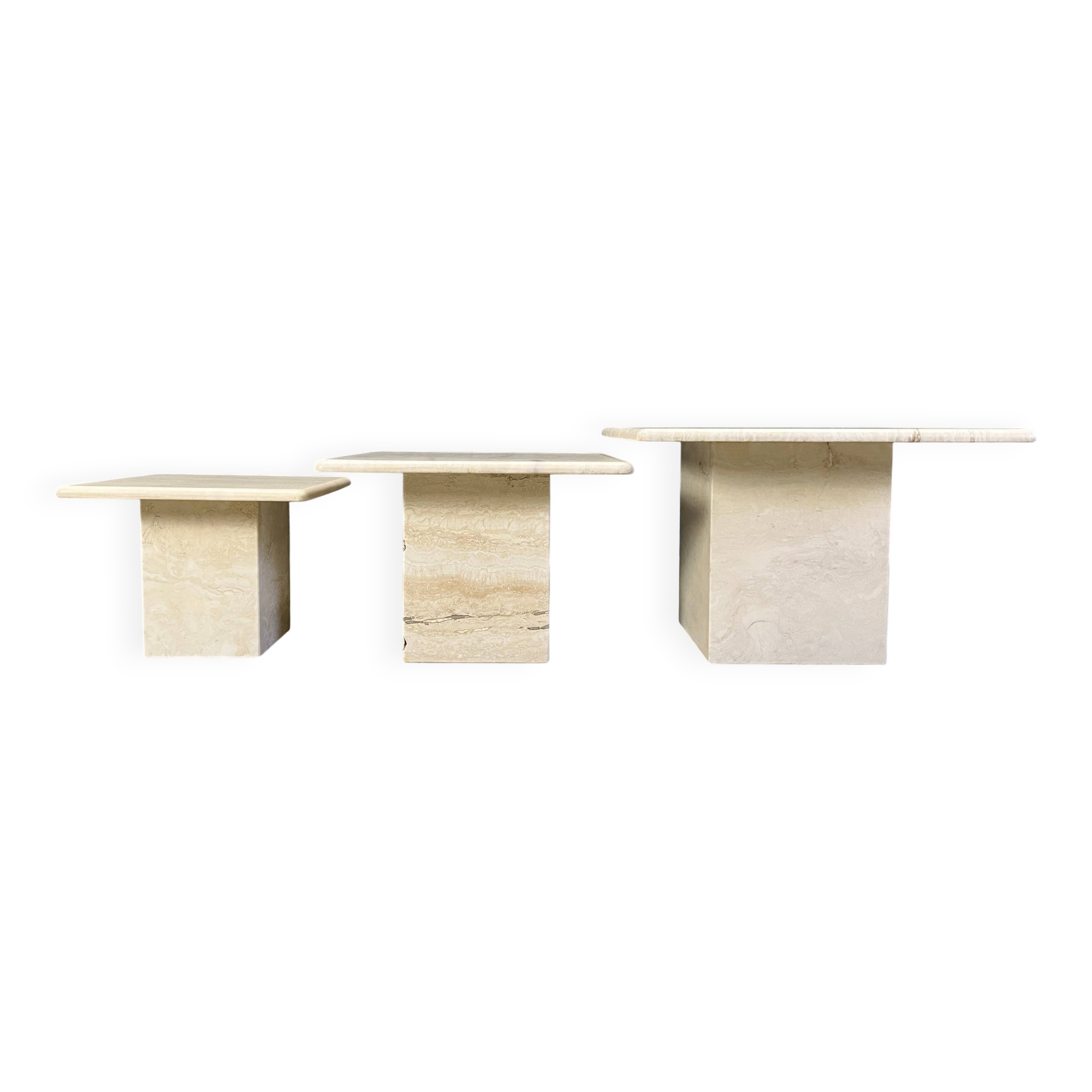 Vintage travertine nesting tables or side tables, 1970s