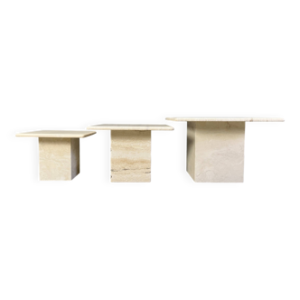 Vintage travertine nesting tables or side tables, 1970s