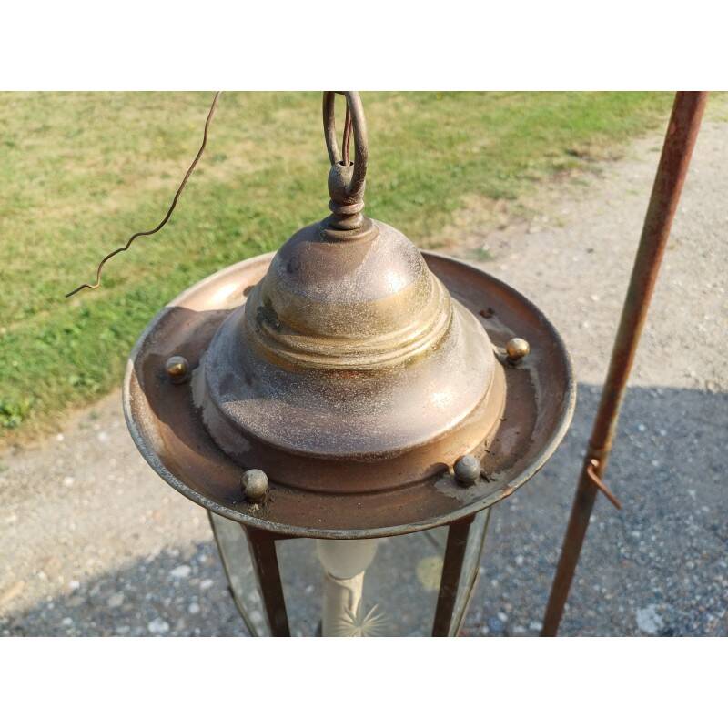 Brass and crystal pendant light