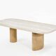 Coffee table in travertine and oak.