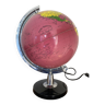 World map, luminous terrestrial globe Tecnodidattica vintage fuchsia pink background 70s