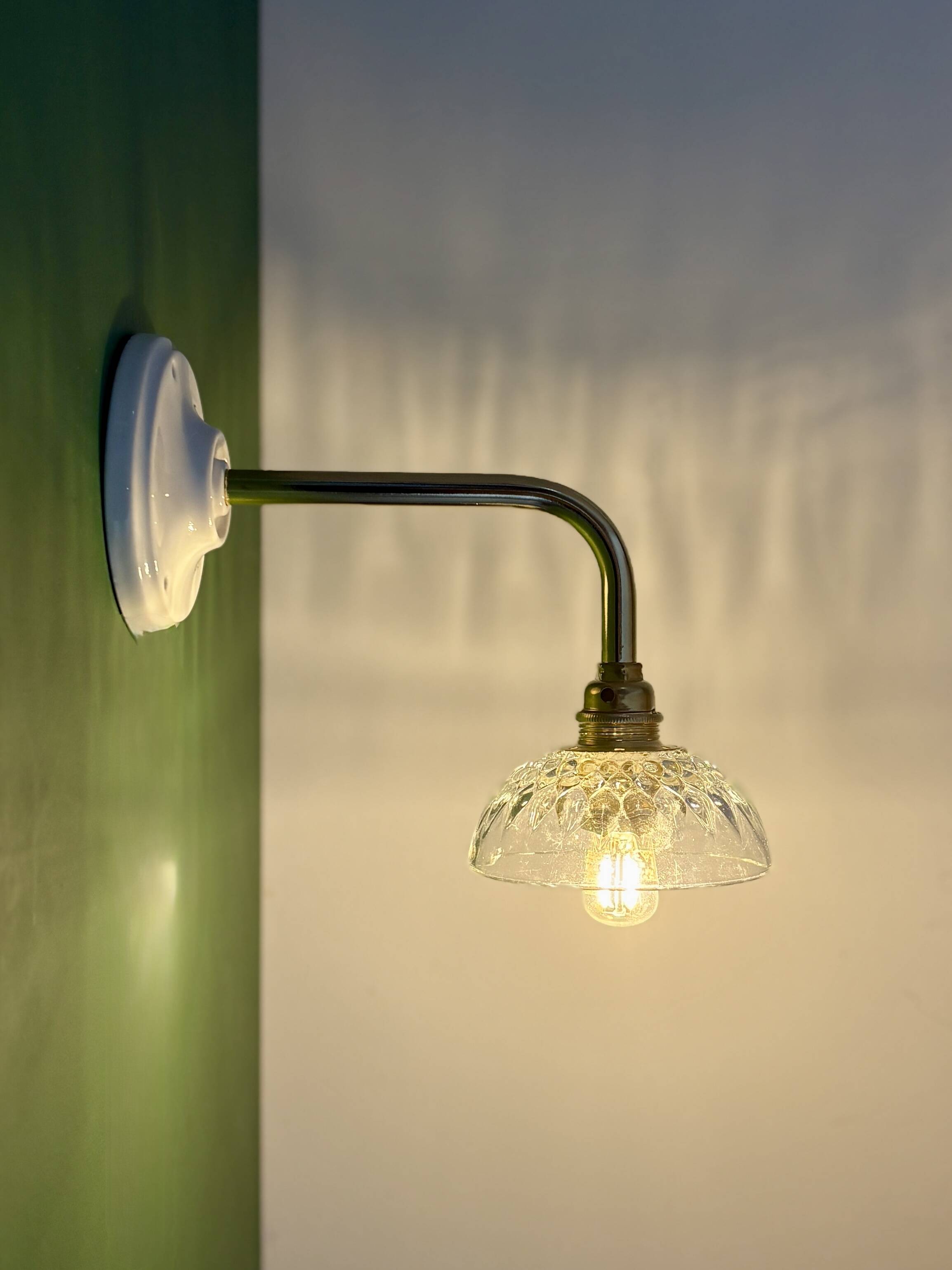 Vintage glass cut lampshade wall light - tableware collection -