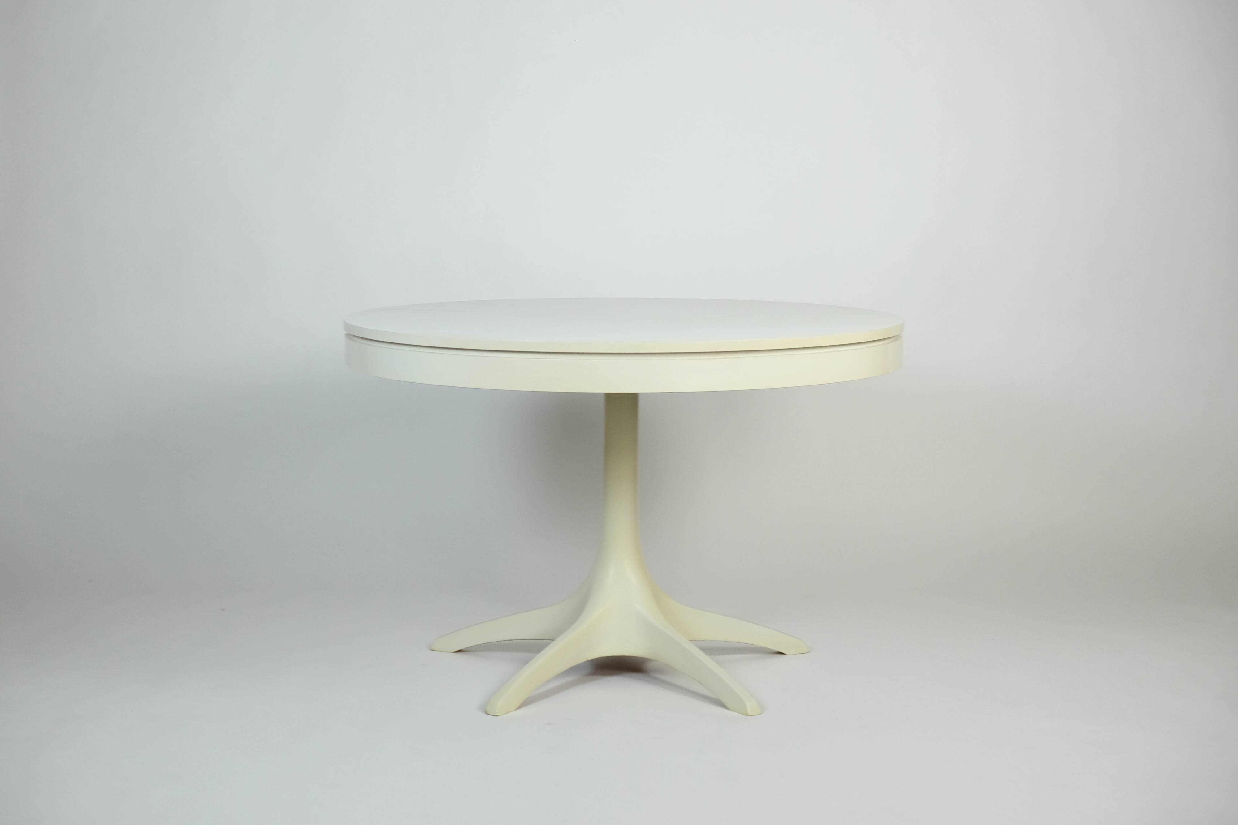 Vintage Dining Table Round Extandable 70s Space Age
