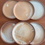 Natural stoneware plate 1970 vintage ceramic beige