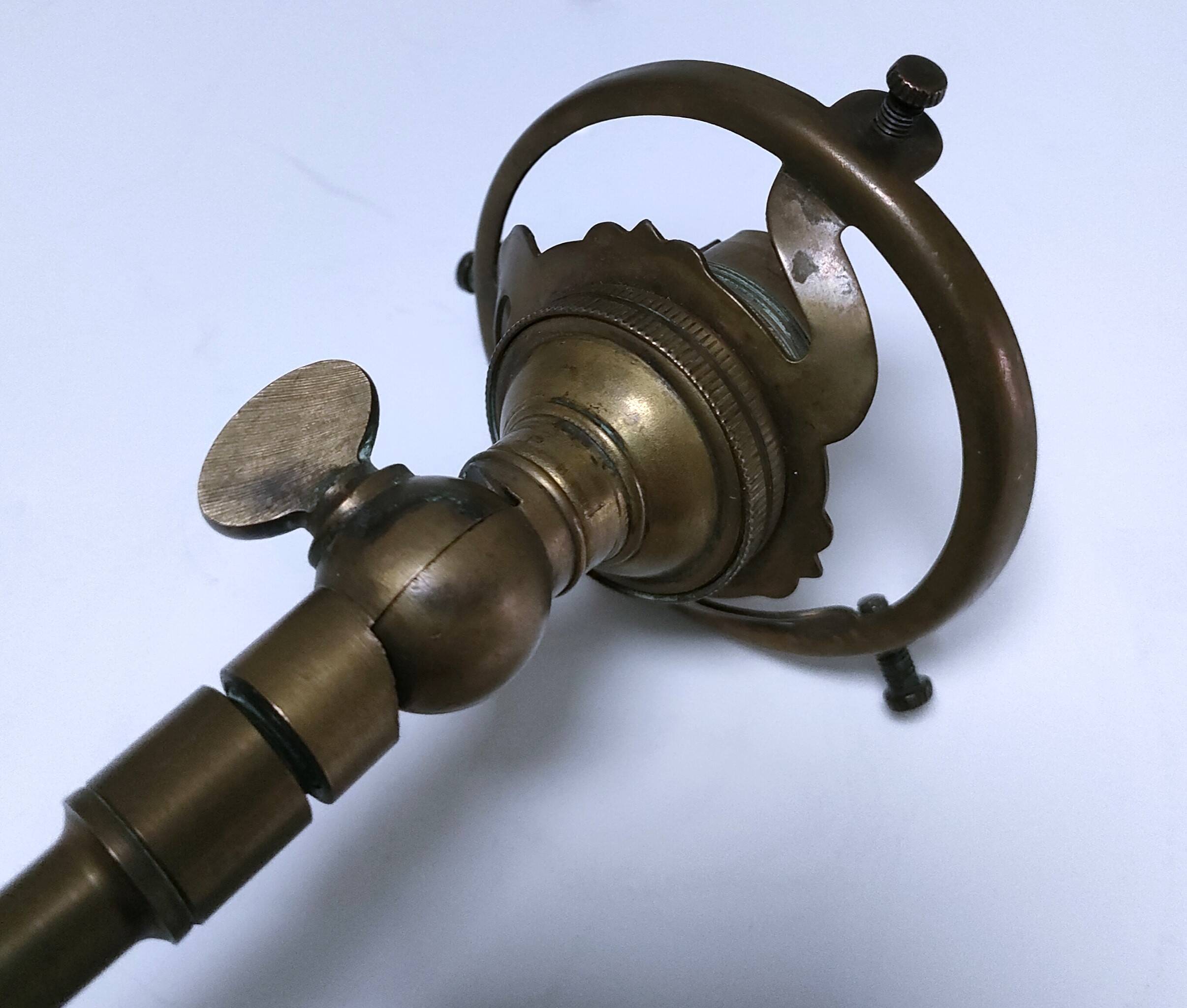 Articulated wall light glass Holophane brass porcelain