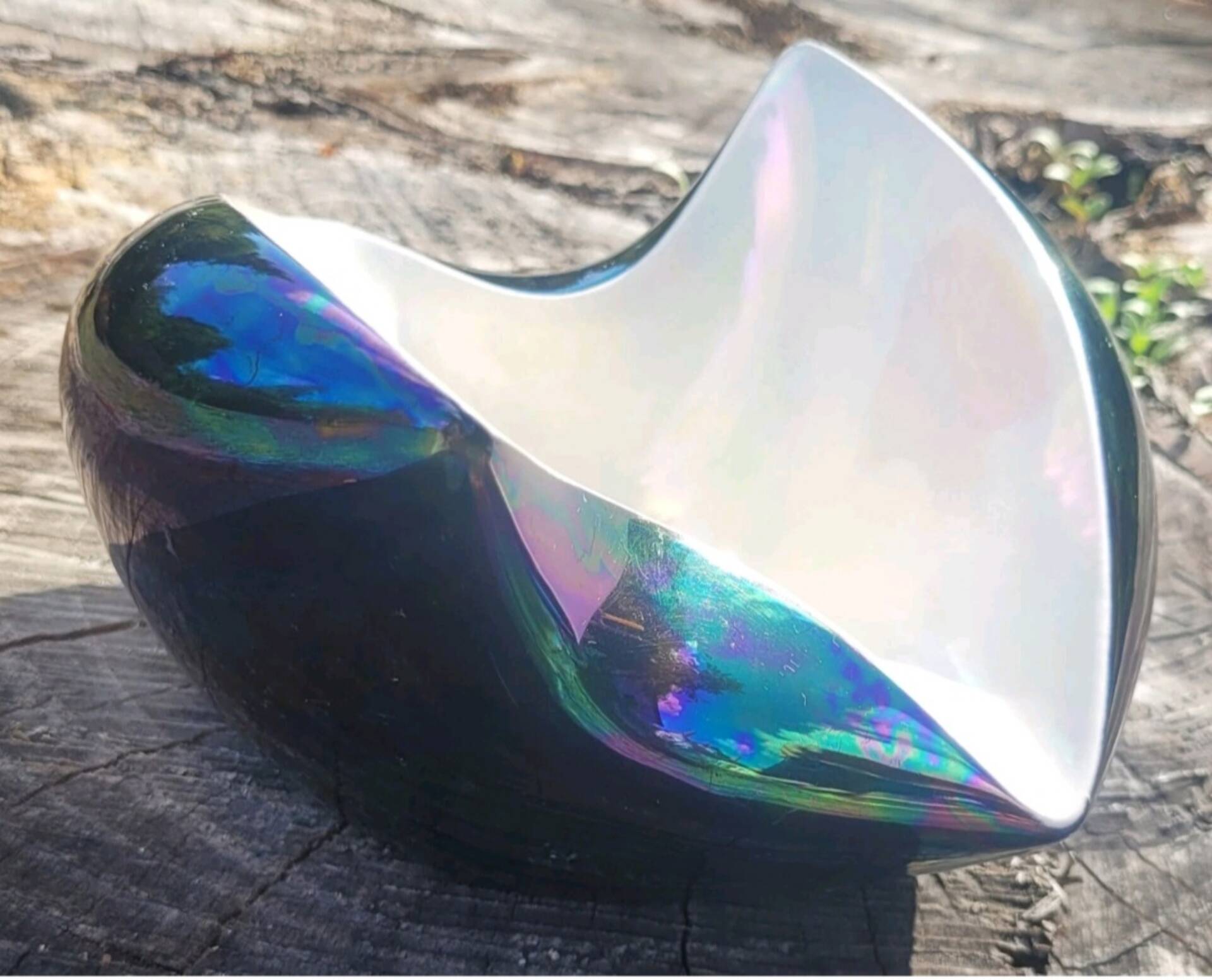 Ashtray and its pestle 6112 & candlestick 6146 Iridescent ceramic VERCERAM
