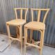 Vintage rattan wicker bar + 2 bar stools
