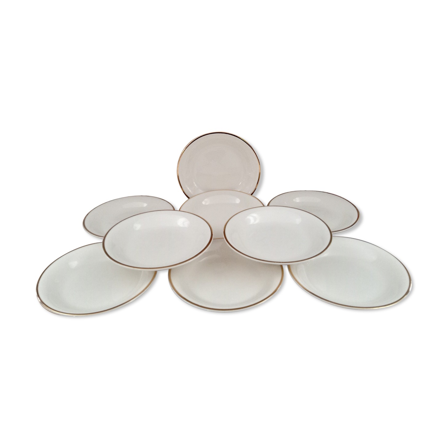 Lot de 9 assiettes creuses Villeroy et Boch beiges liseré doré
