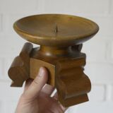 Large antique candle holder Art Deco handmade wood candle stick holder