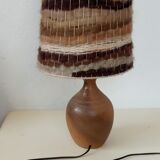 Sandstone lamp, wool lampshade, 50s/60s