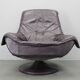 Italian dark purple leather swivel lounge chair, 1980s