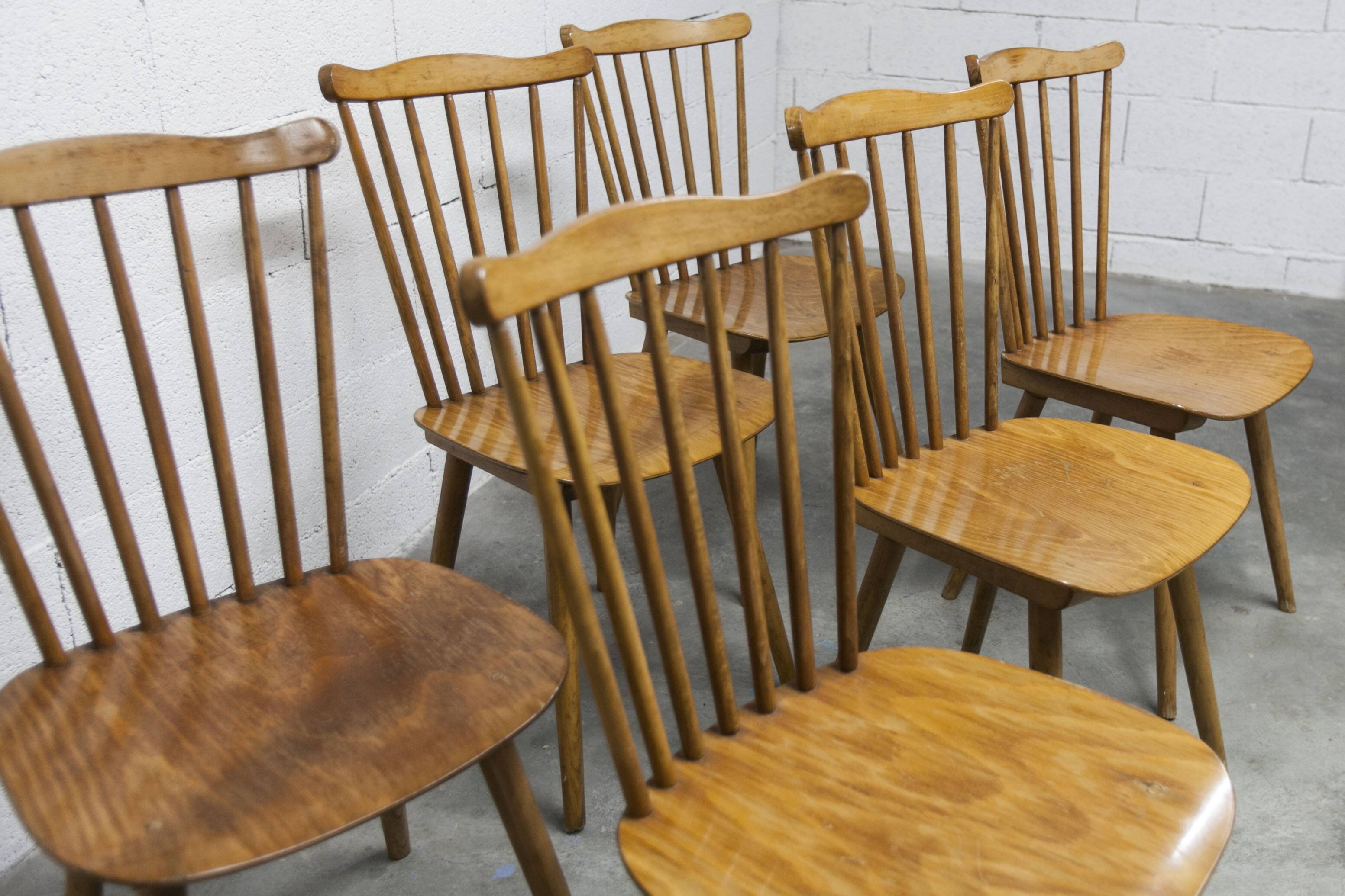 Ensemble de 6 chaises Baumann modèle Menuet