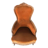 Fauteuil en noyer et velours Dralon, fin du XXe siècle