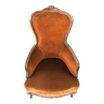 Late 20th-Century Dralon Velvet Upholstered Walnut Armchair