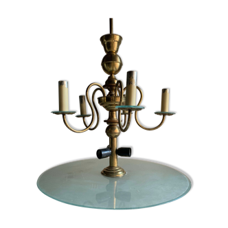 Art deco brass chandelier 1930