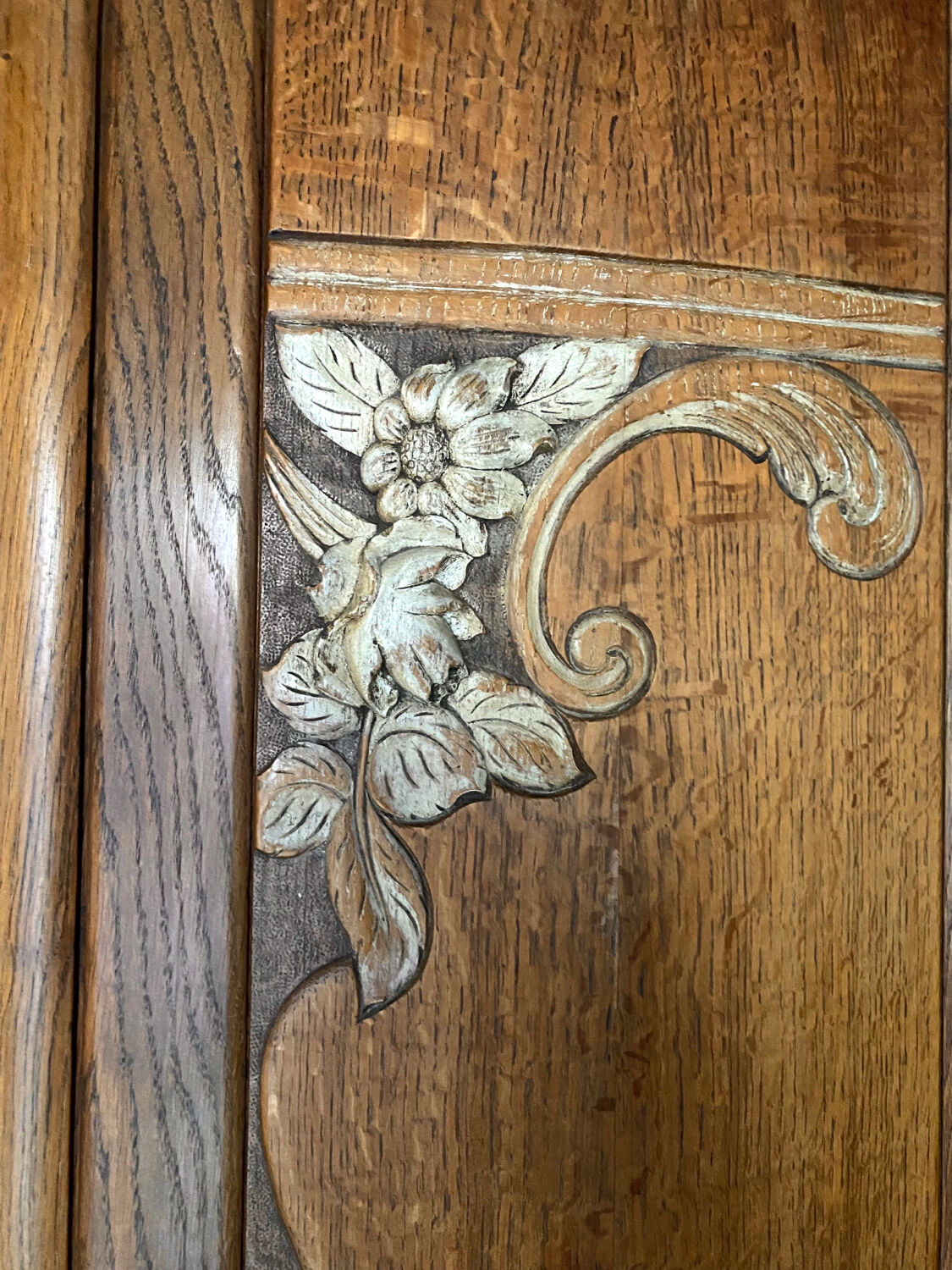 Vintage art deco wooden cabinet with mirror