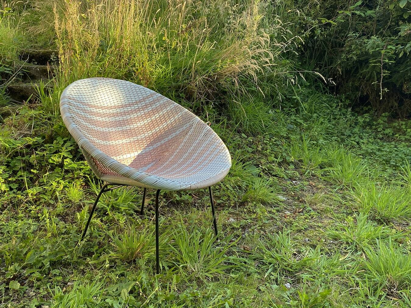 Vintage Mid-Century woven Sputnik  bucket chair