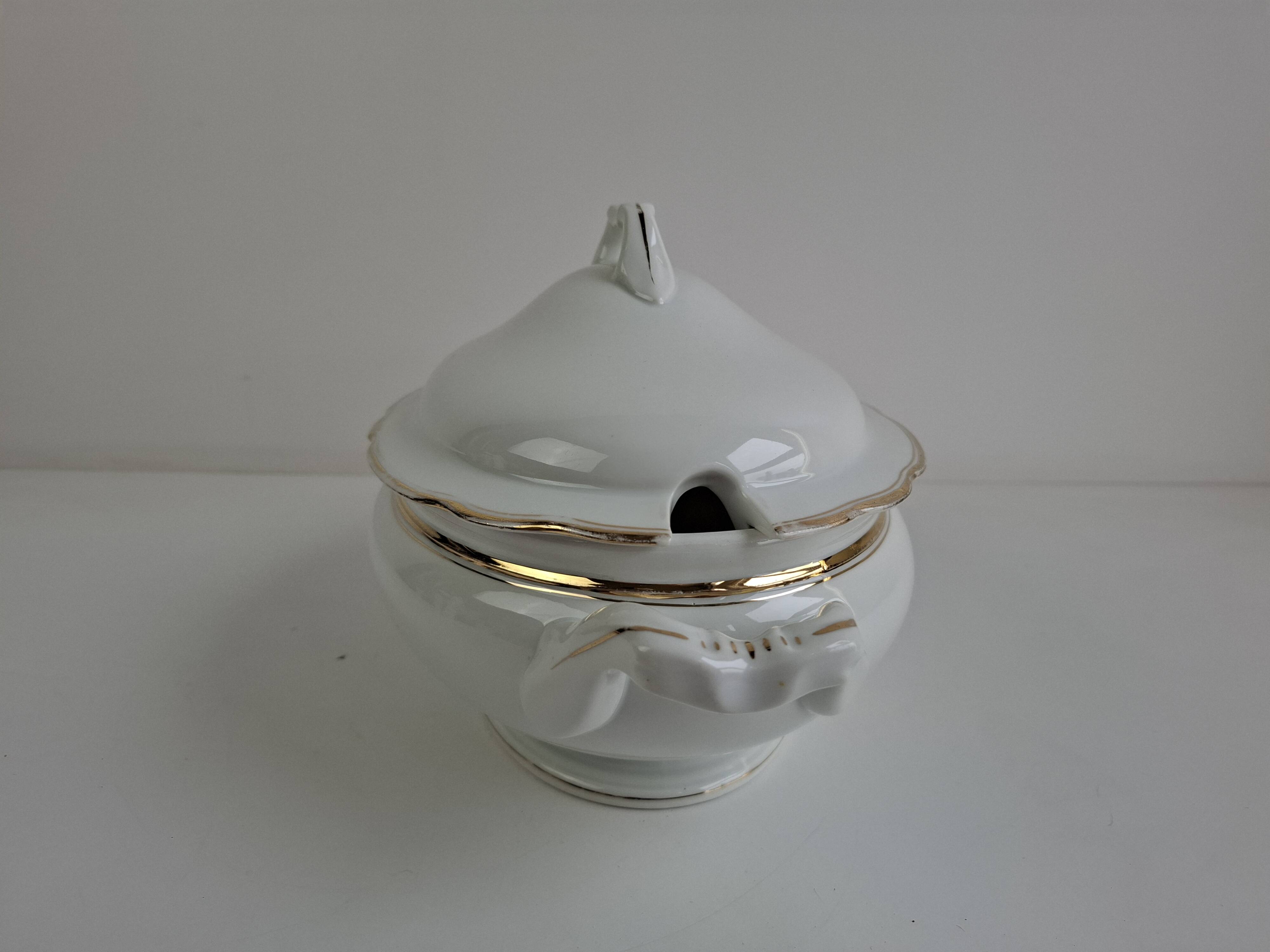 Soupière en porcelaine Art Déco tchécoslovaque des années 1930 par Duchcov Eduard Eichler