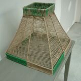Lampshade pyramid in bistre and green jute thread