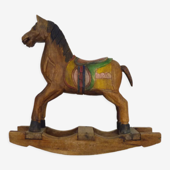 Old toy little wooden rocking horse 70