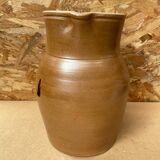 Ancien pichet 5 litres grès marron beige intérieur blanc vintage