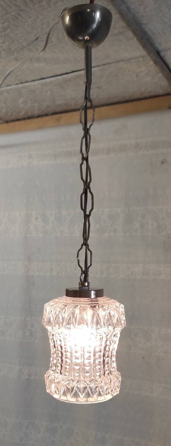 Suspension baladeuse en verre et métal doré - années 60/70