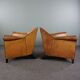 Pair of vintage sheep leather Art Deco armchairs by Bart van Bekhoven