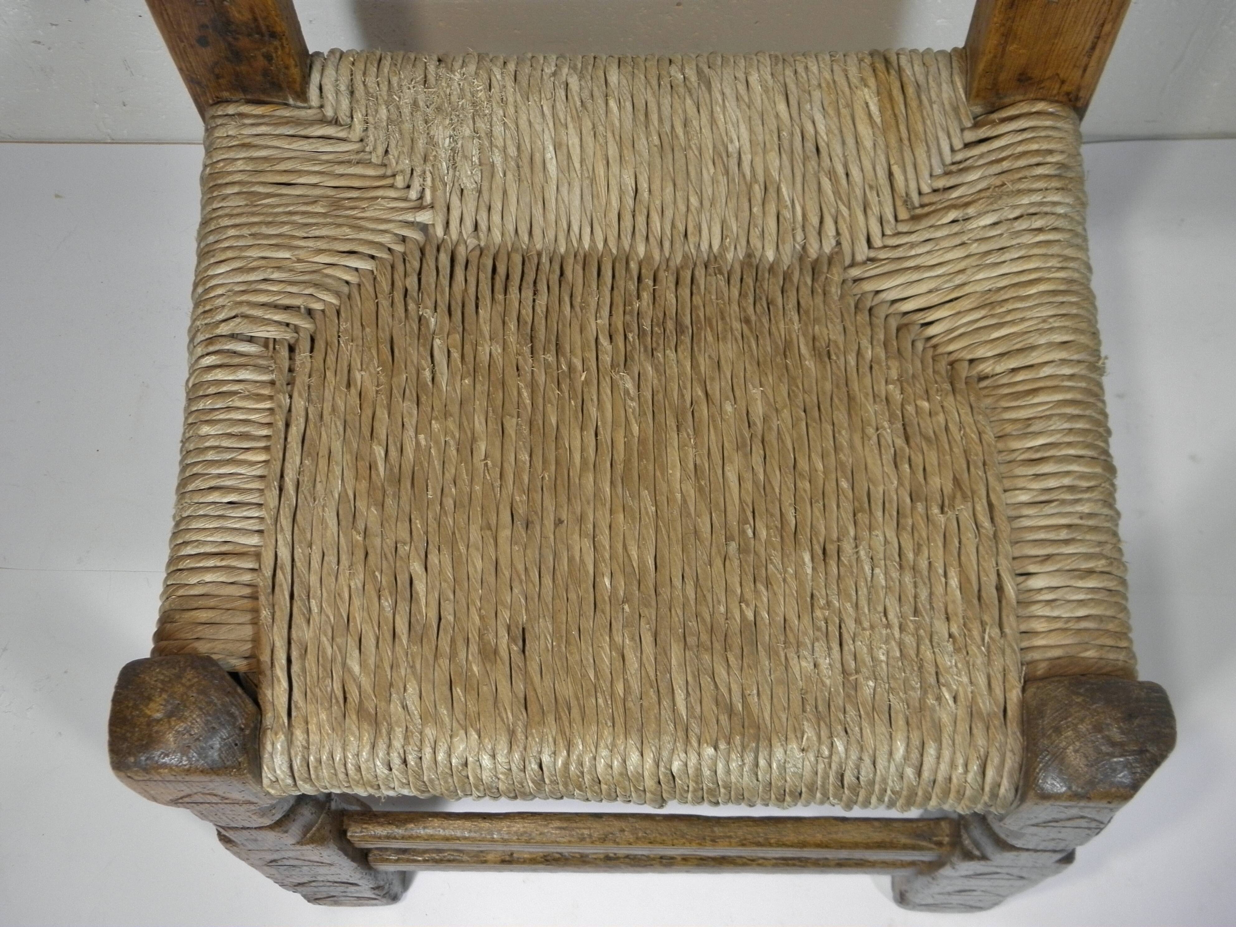 Antique wooden and straw chair, Folk Art - Spain