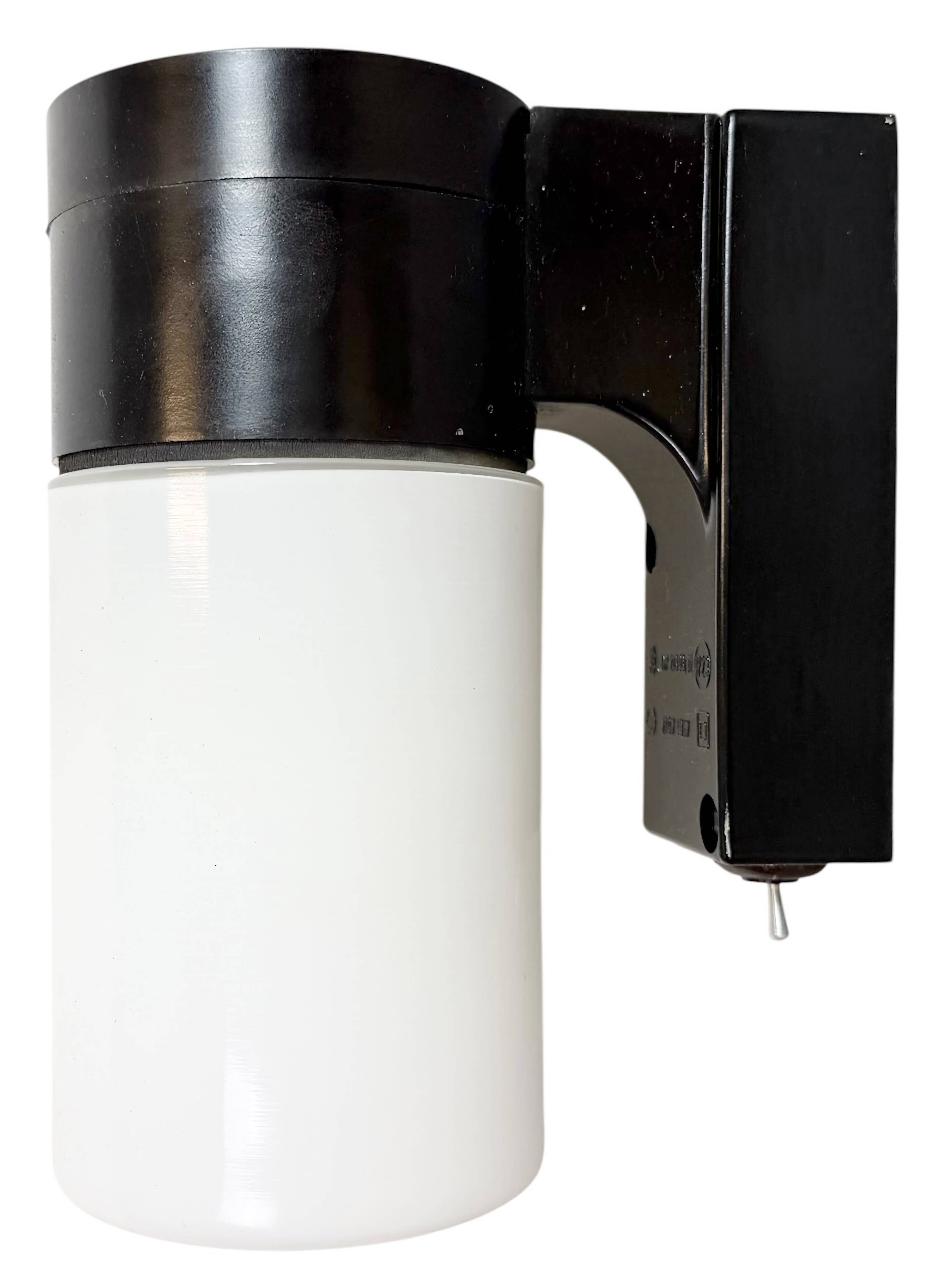 Industrial Brown Bakelite Wall Light with Milk Glass, 1960s