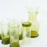 Service à orangeade en verre bullé de Biot, Long Drink, vert, 1960