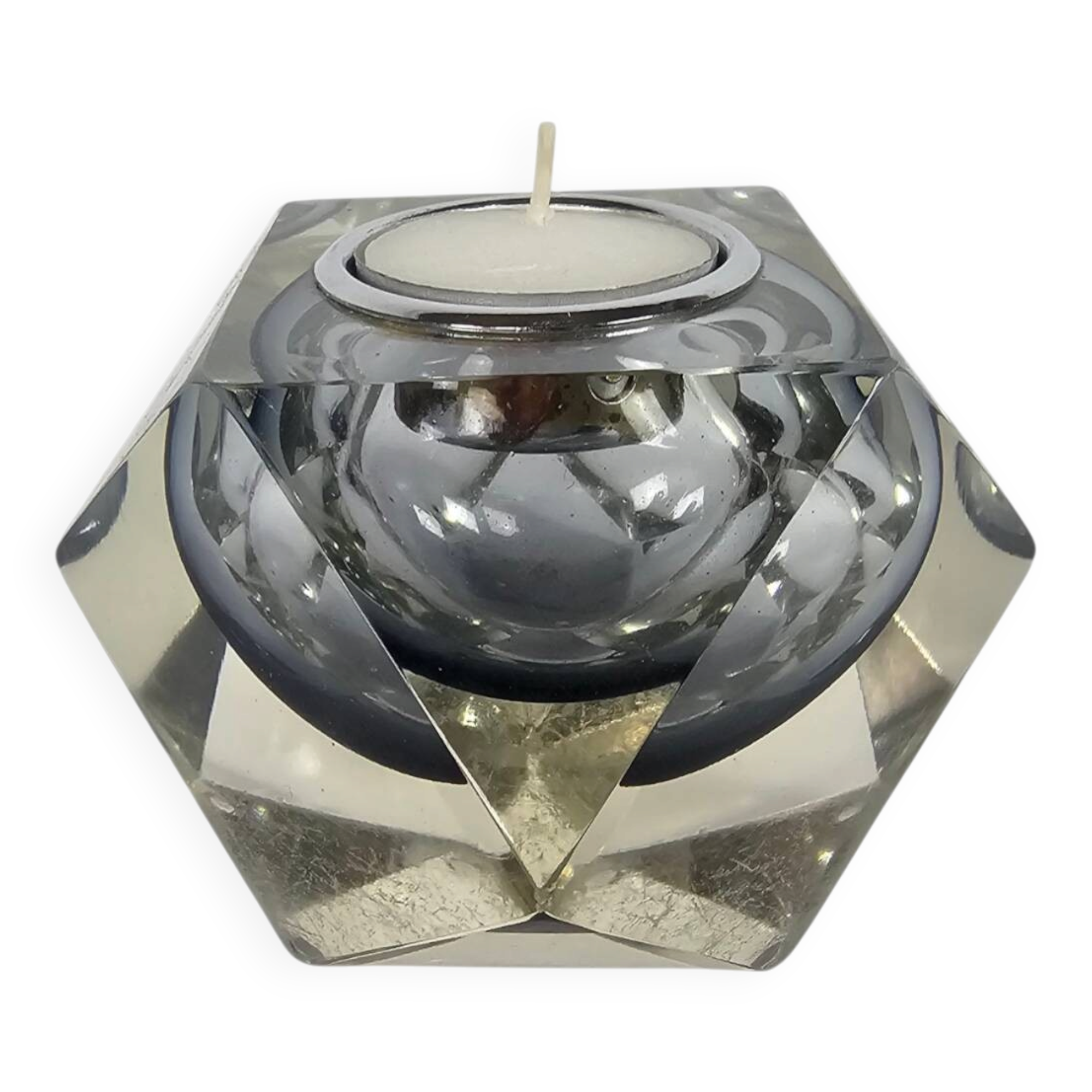 Murano - Sommerso - Faceted glass - tealight holder - Flavio Poli - Italy -