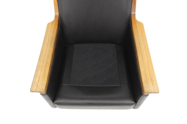 Fauteuil scandinave rotatif en cuir, Swivel chair, ''Minerva'', Torbjørn Afdal, Suède, 1960