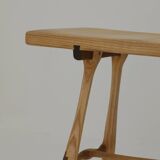 Contemporary handcrafted stool / end table in solid ash and oak wood